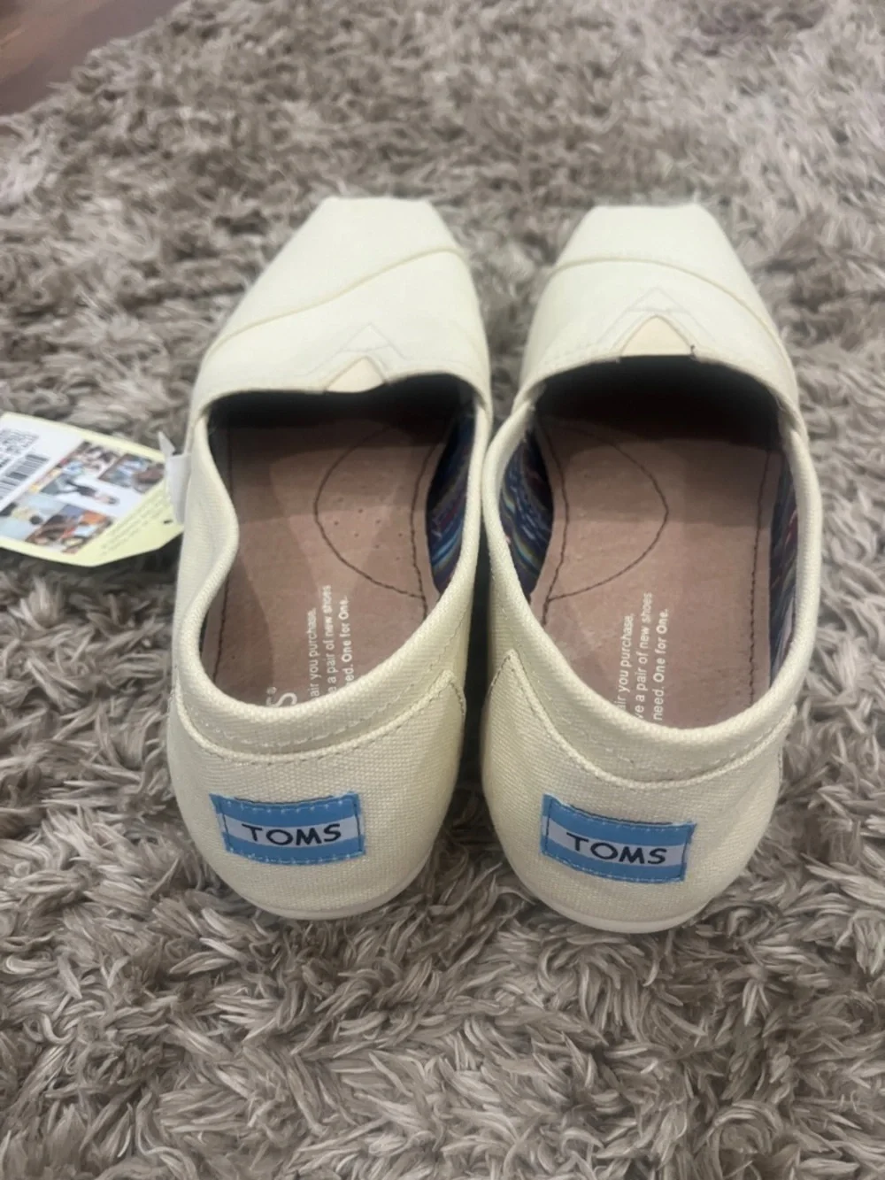 TOMS Cream Canvas Slip-On Flats with Multicolor Lining - Picture 4 of 6